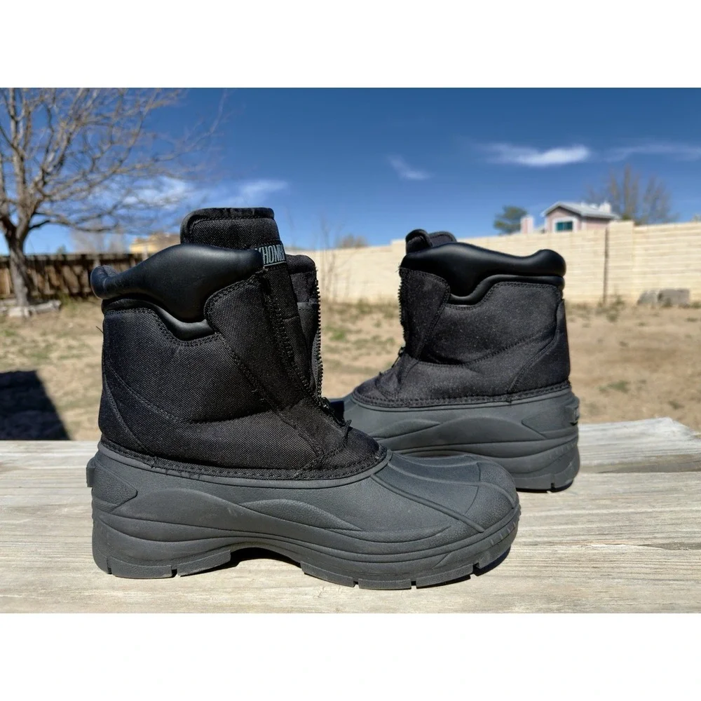 Khombu Boots Men's 12 M Black Glacier Zip Paul Snow Boots Thermal Insulation
